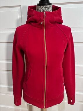 Rare Lululemon Scuba Hoodie Light Cotton Fleece Size 6 Dark Red Gold $128